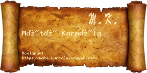 Máté Karméla névjegykártya
