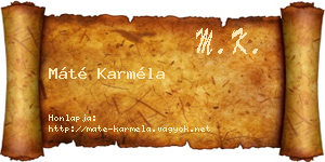 Máté Karméla névjegykártya